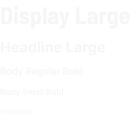 Type ramp, dark theme — the same display, headline, body, and utility roles remapped for dark surfaces