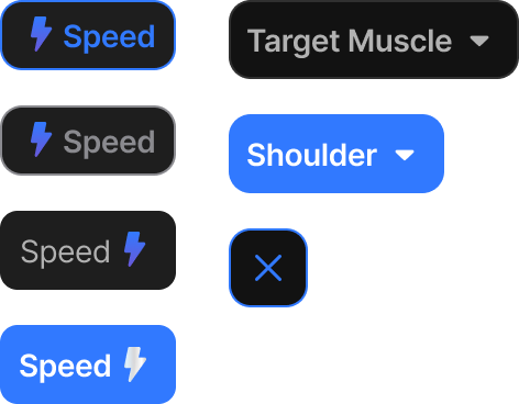 Chips, dark theme — the same selectable and filter chips remapped for dark surfaces