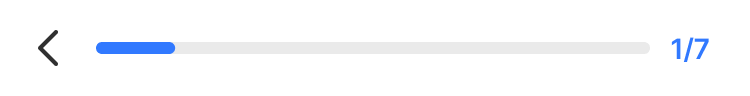 Progress indicator — linear progress bar with back navigation and step count