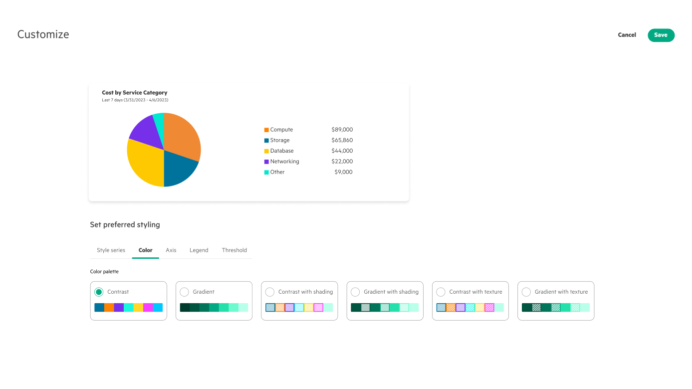 Color customization v2 — renamed palettes with swatch previews in a full-screen modal